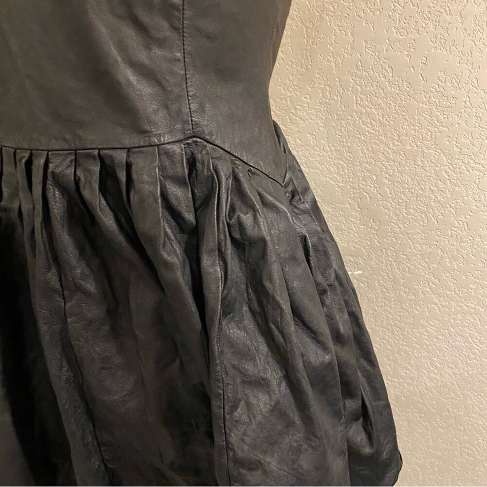 Rebecca Minkoff Leather Pleated Dress Black 10 - Picture 4 of 11